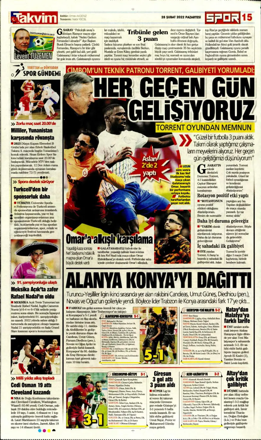 Günün spor manşetleri (28 Şubat 2022) 14