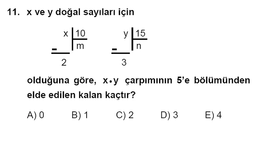 YGS Matematik soruları ve yanıtları 10