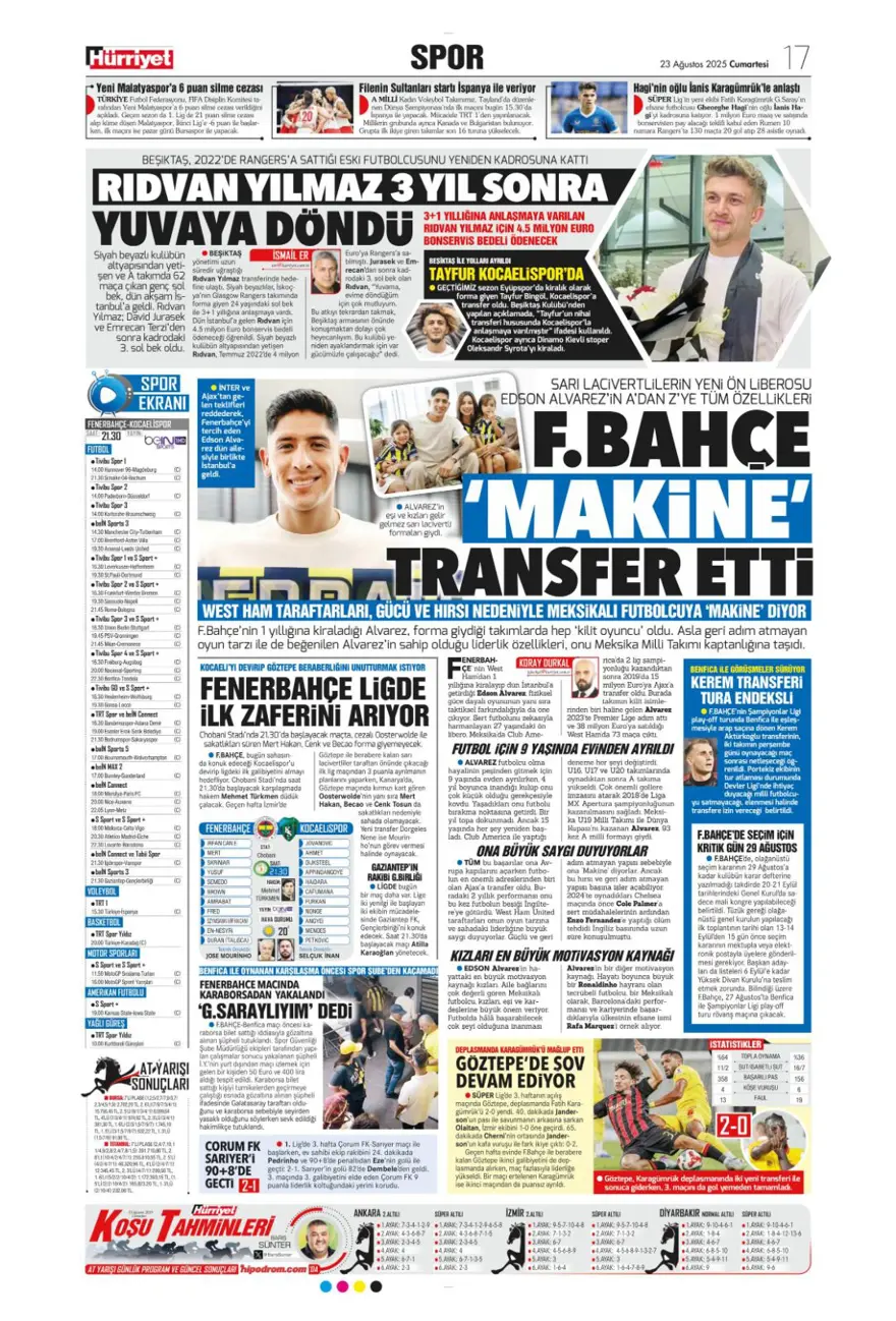 "İngiliz anahtarı" (23 Ağustos spor manşetleri) 7 "İngiliz anahtarı" (23 Ağustos spor manşetleri) 7