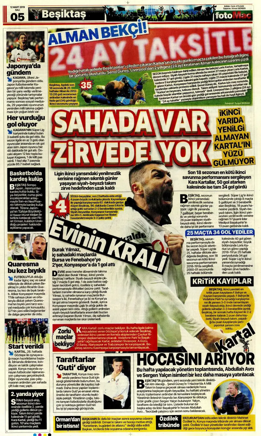 Günün spor manşetleri (12 Mart 2019) 5