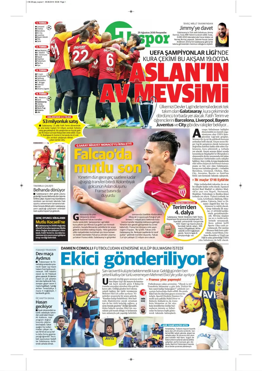 Günün spor manşetleri (29 Ağustos 2019) 18