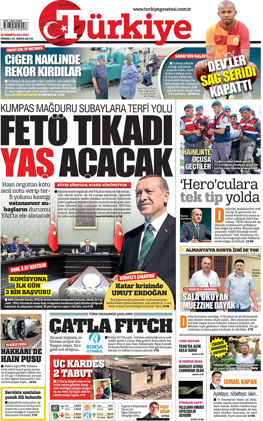 Günün gazete manşetleri - 18 Temmuz 2017 5