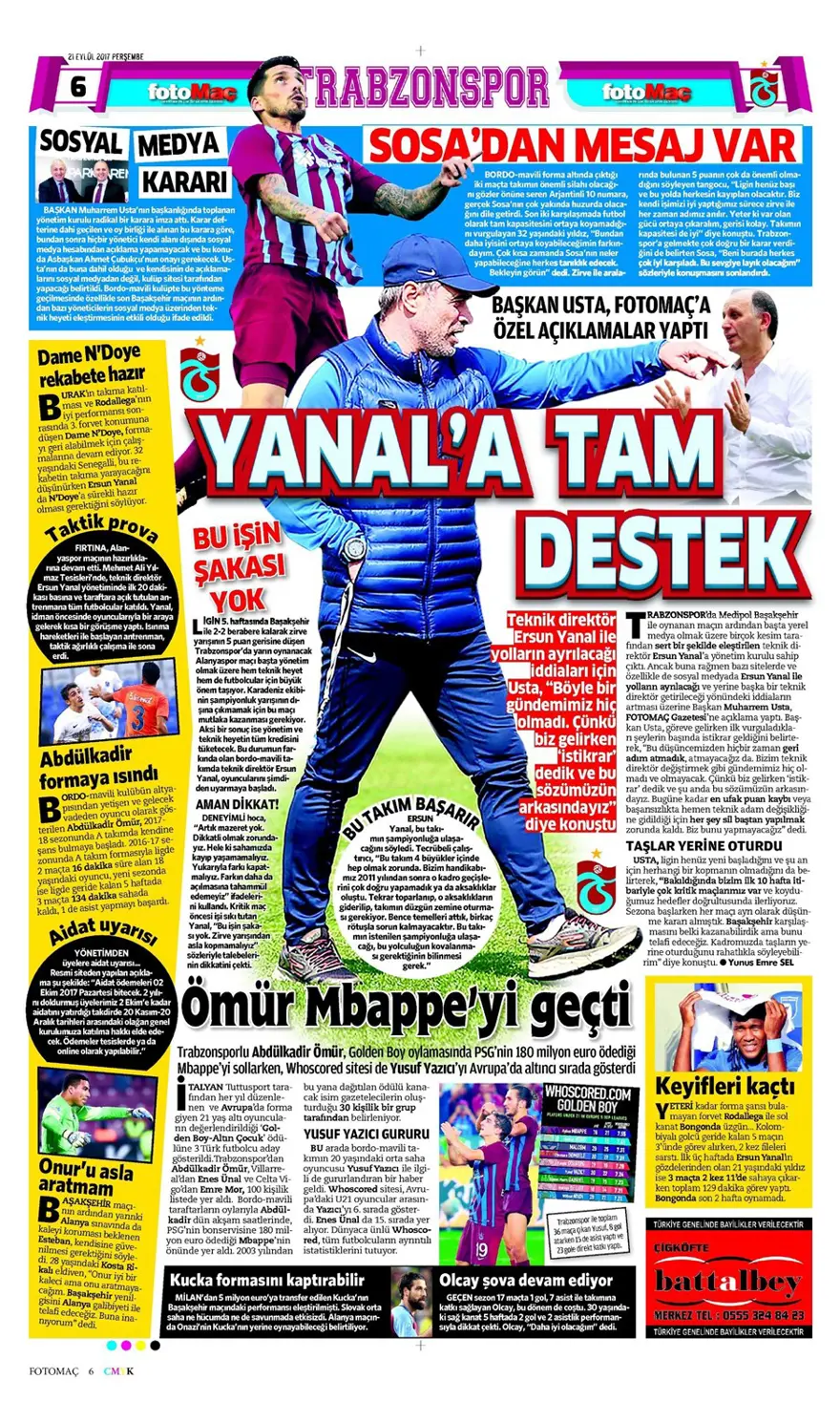 Günün spor gazeteleri (21 Eylül 2017) 10