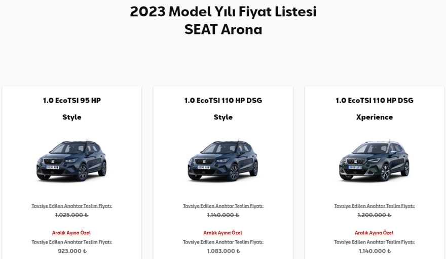 SEAT ARONA ARALIK AYI FİYATI 20