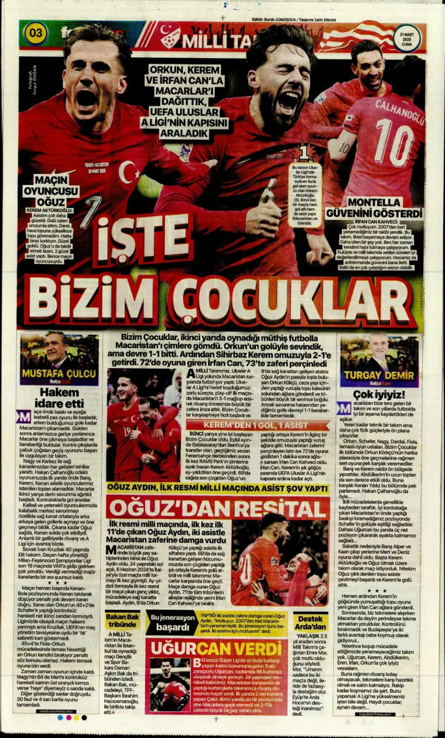 "İşte bizim çocuklar" (21 Mart 2025 spor manşetleri) 3 "İşte bizim çocuklar" (21 Mart 2025 spor manşetleri) 3