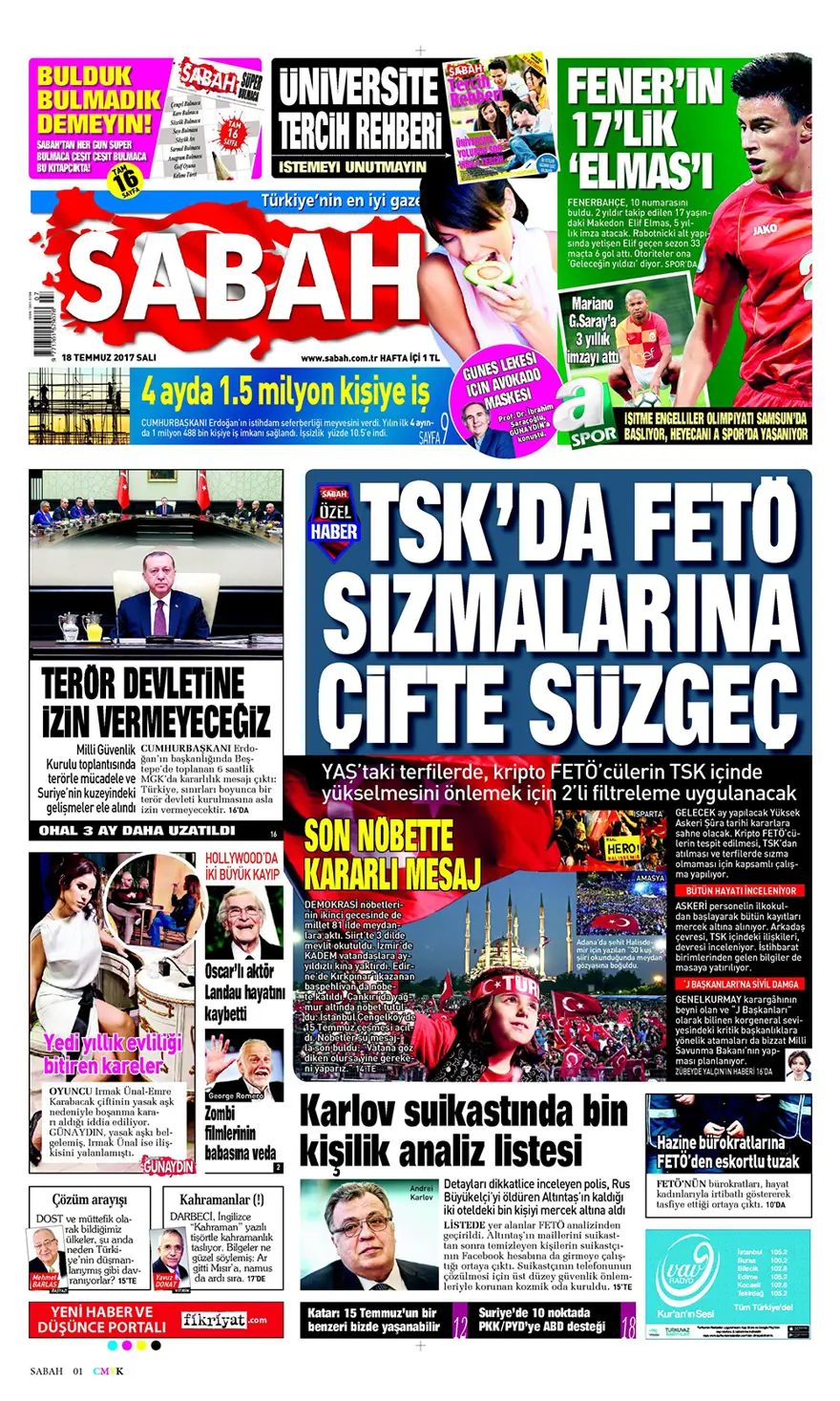 Günün gazete manşetleri - 18 Temmuz 2017 8