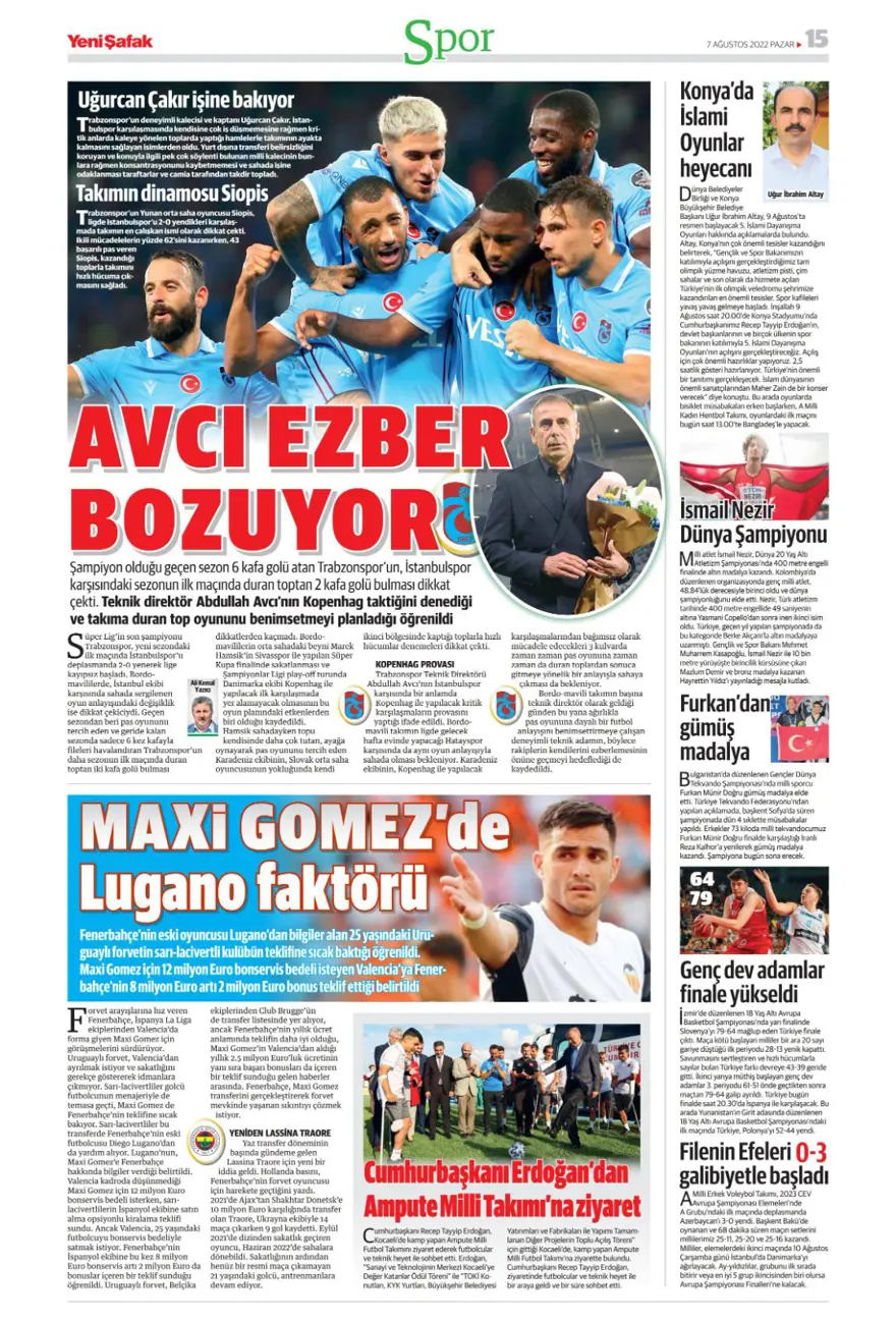 Günün spor manşetleri (7 Ağustos 2022) 22