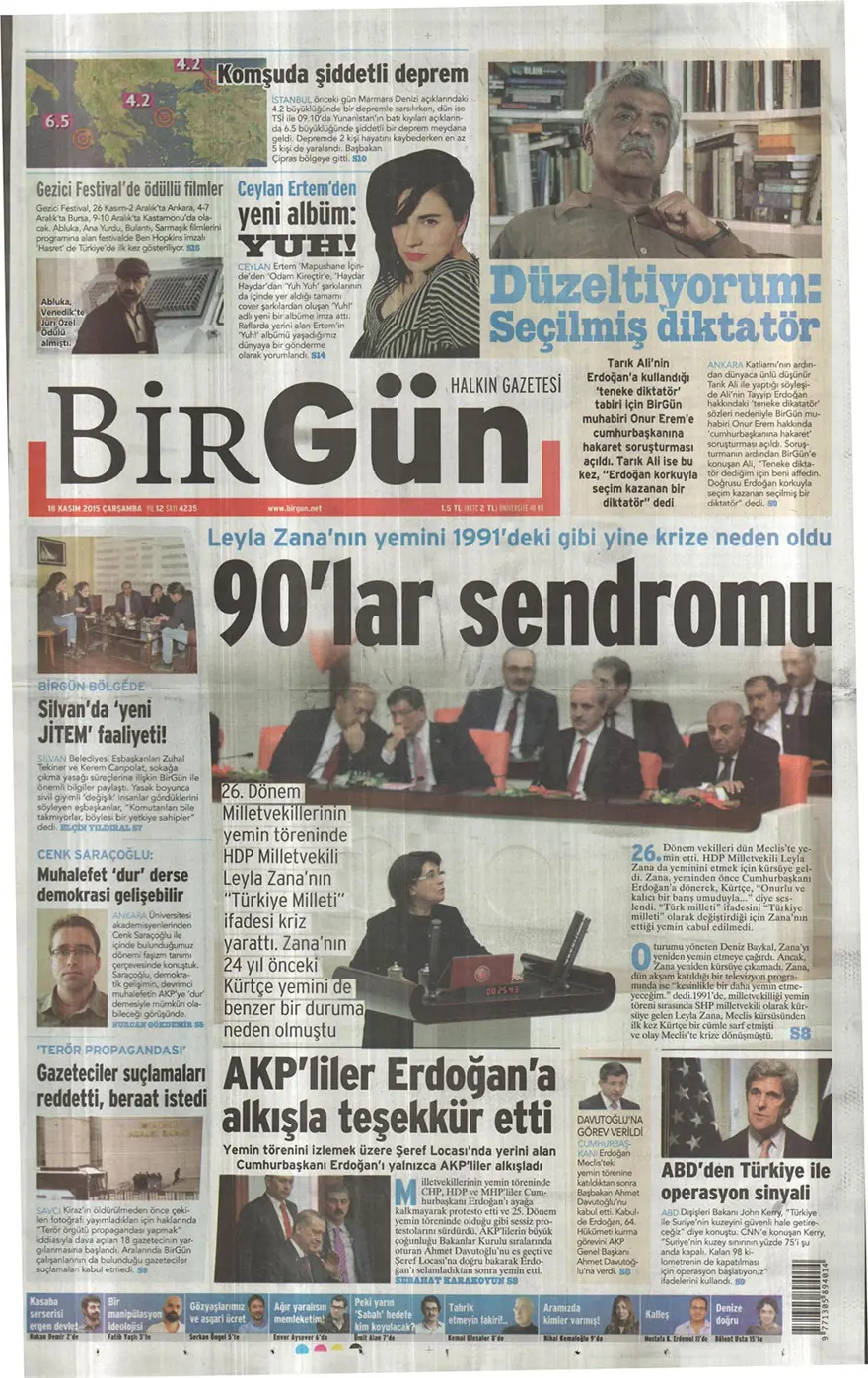 Günün gazete manşetleri - 18 Kasım 2015 14