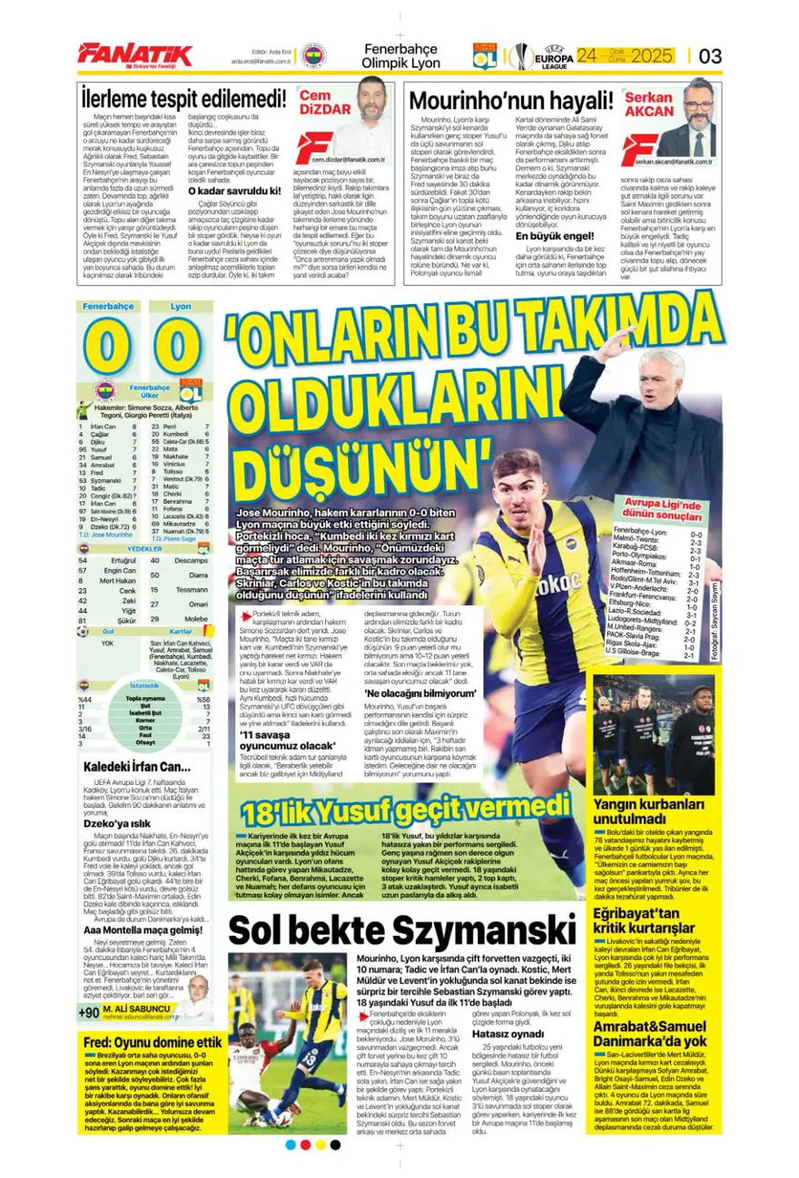 "Pavlovic sürprizi" (24 Ocak 2025 spor manşetleri) 12