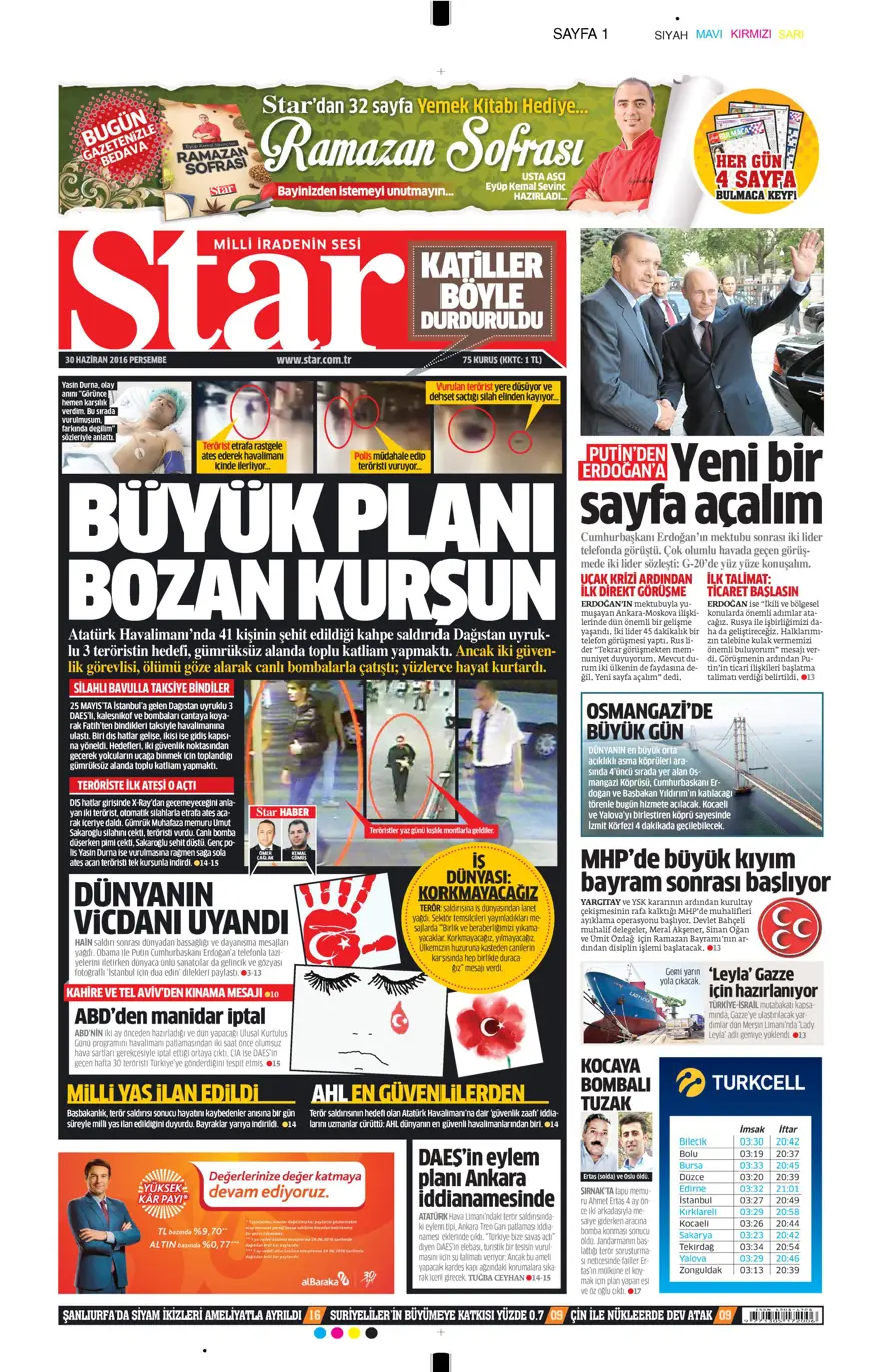 Günün gazete manşetleri (30 Haziran 2016) 5