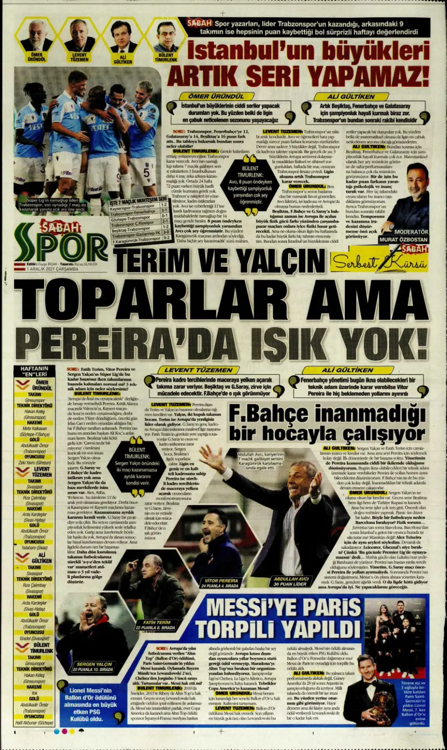 Günün spor manşetleri (1 Aralık 2021) 8