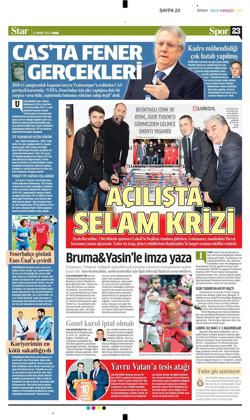 Günün spor manşetleri (31 Mart 2017) 16