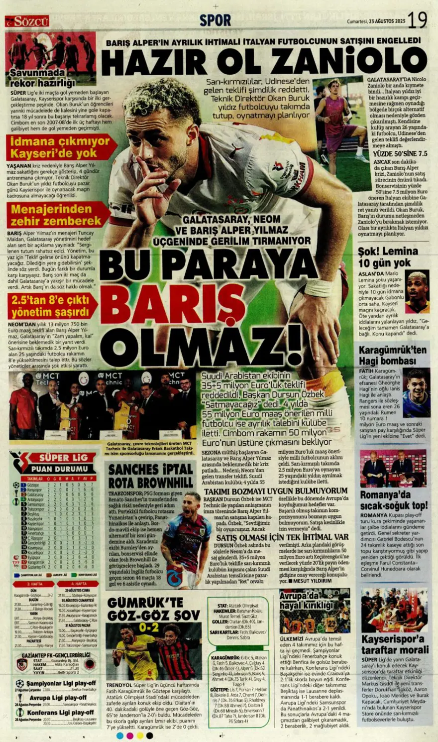 "İngiliz anahtarı" (23 Ağustos spor manşetleri) 17 "İngiliz anahtarı" (23 Ağustos spor manşetleri) 17