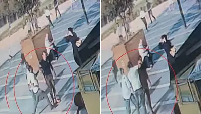 Husumetlisini tek yumrukla yere serdi