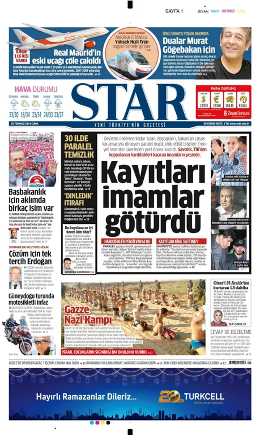 25 Temmuz Gazete manşetleri 12