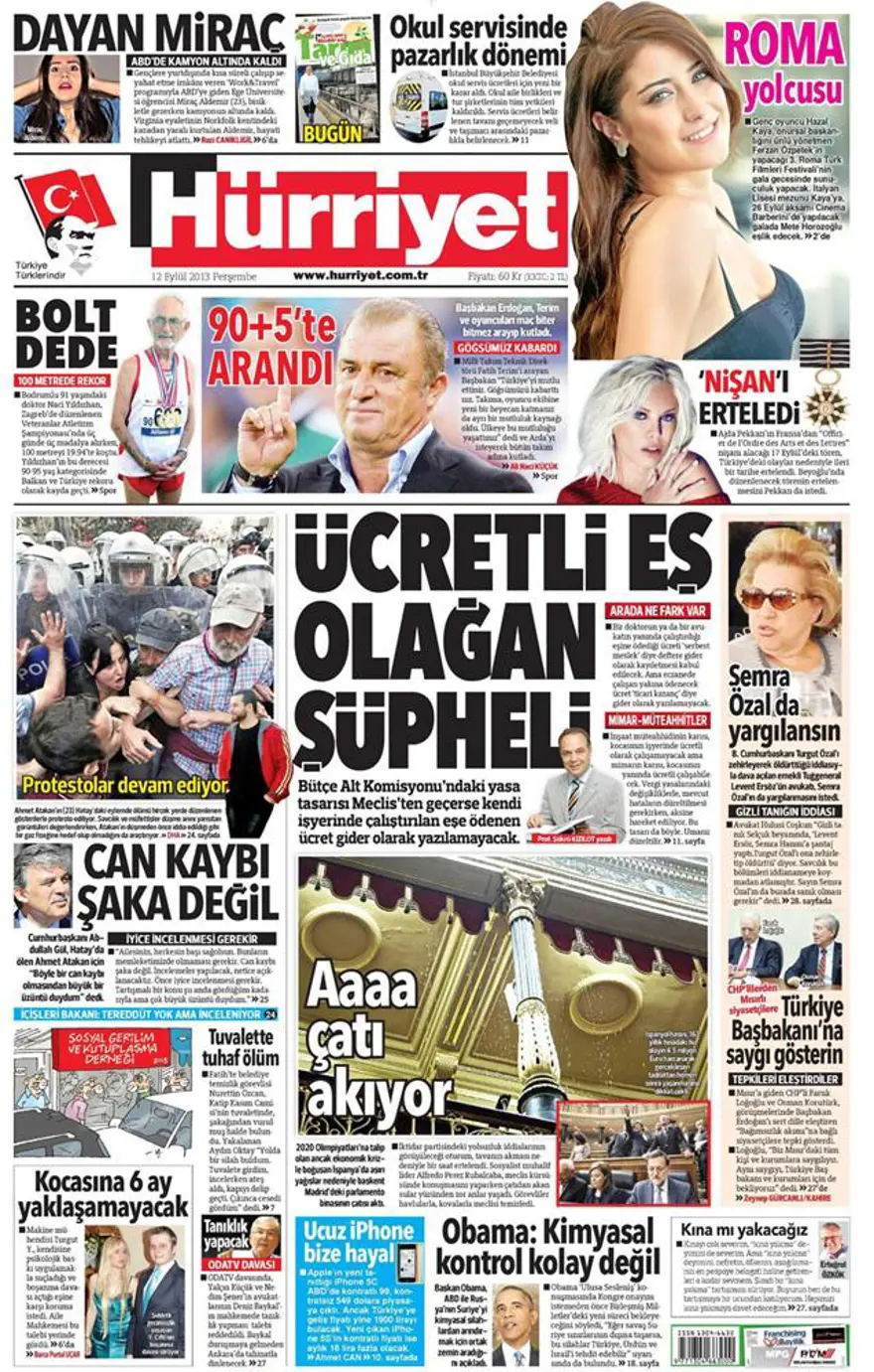 12 Eylül 2013 gazete manşetleri 2