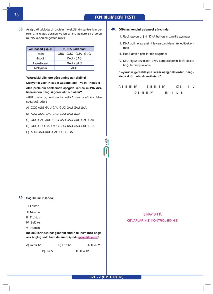 AYT Deneme Sınavı 36