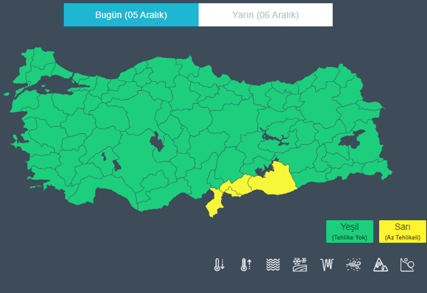 4 İL İÇİN SARI KODLU UYARI 4 4 İL İÇİN SARI KODLU UYARI 4