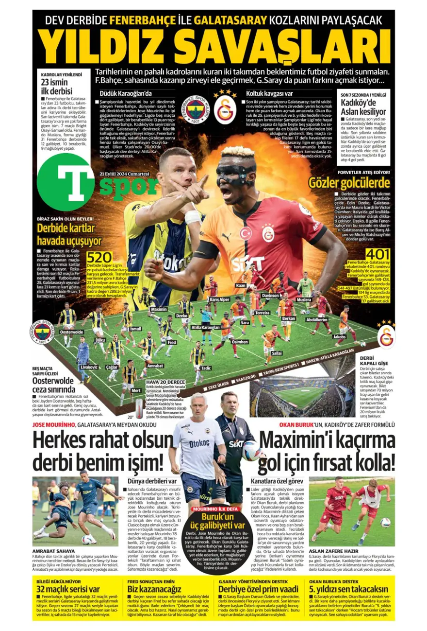 "Savunmada Fener, hücumda Aslan" (21 Eylül 2024 spor manşetleri) 14 "Savunmada Fener, hücumda Aslan" (21 Eylül 2024 spor manşetleri) 14