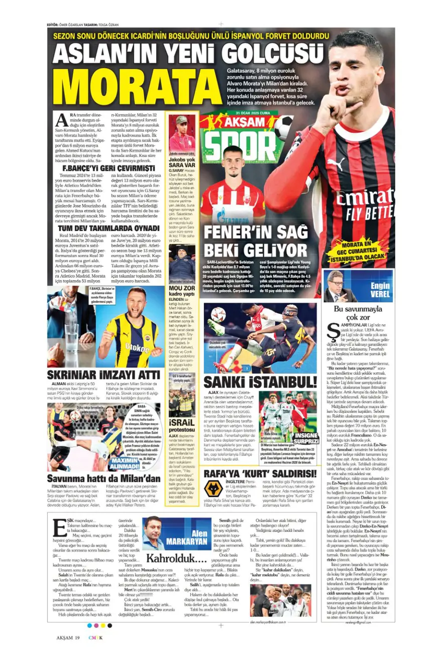 "İki play-off, bir off" (31 Ocak 2025 spor manşetleri) 7 "İki play-off, bir off" (31 Ocak 2025 spor manşetleri) 7