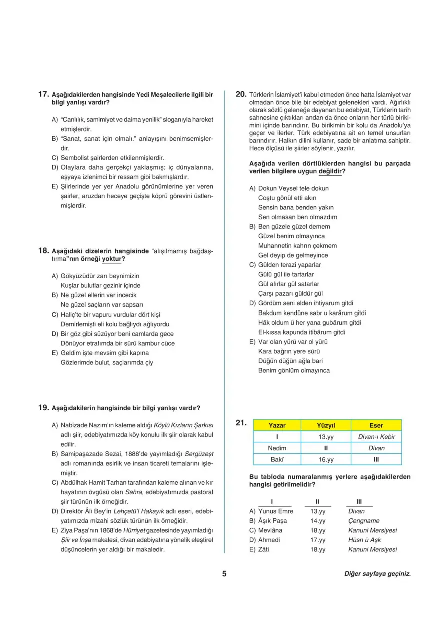 Uğur Okulları AYT -1 deneme sınavı 4
