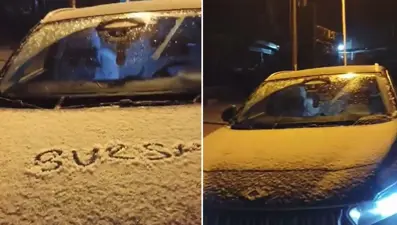 Yağmur bu sabah kara döndü, araçların üstü bembeyaz oldu