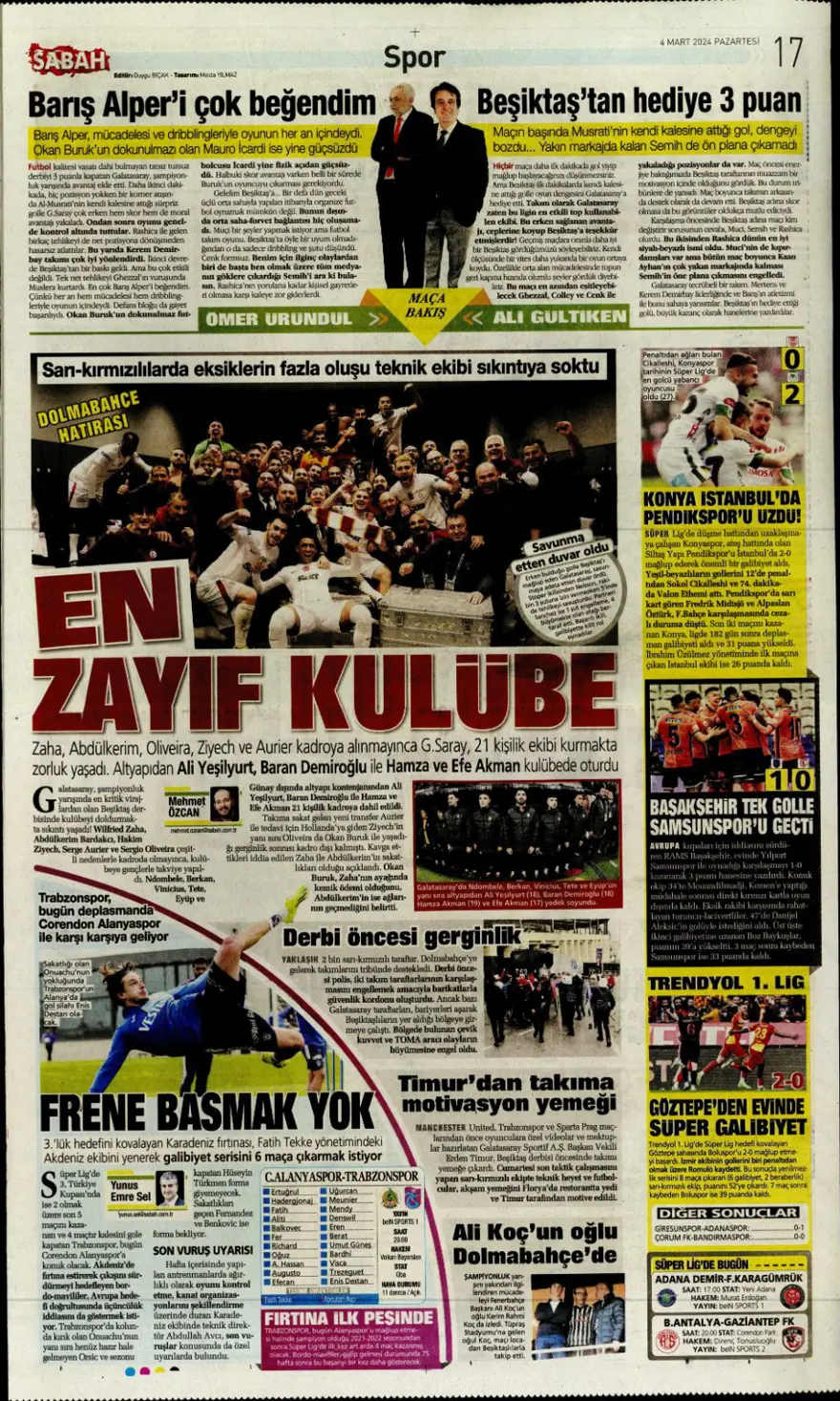 "Aslan tarihi değiştirdi" (4 Mart 2024 spor manşetleri) 9