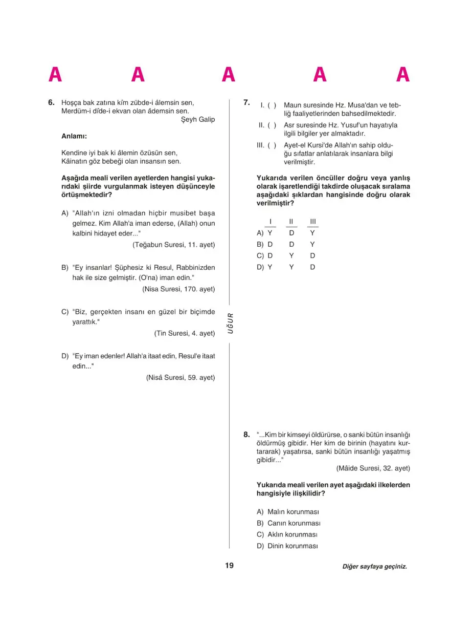 LGS deneme sınavı - Sözel bölüm 18