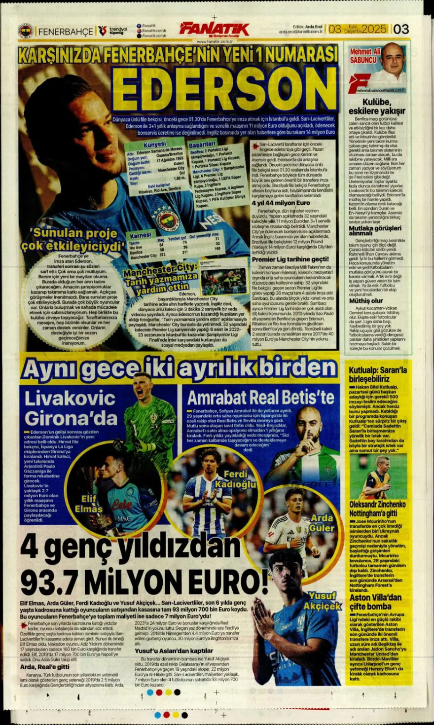 "Transfer çılgınlığı" (3 Eylül spor manşetleri) 2