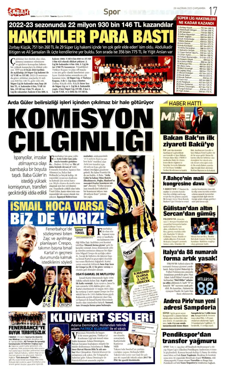 Günün spor manşetleri (28 Haziran 2023) 19