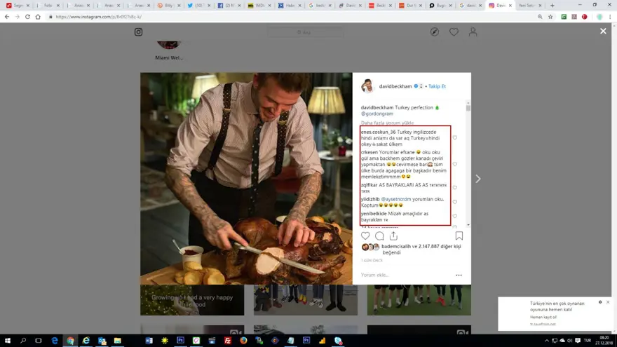 David Beckham'ın hindi (Turkey) paylaşımına Türkler yorum yağdırdı 11 David Beckham'ın hindi (Turkey) paylaşımına Türkler yorum yağdırdı 11