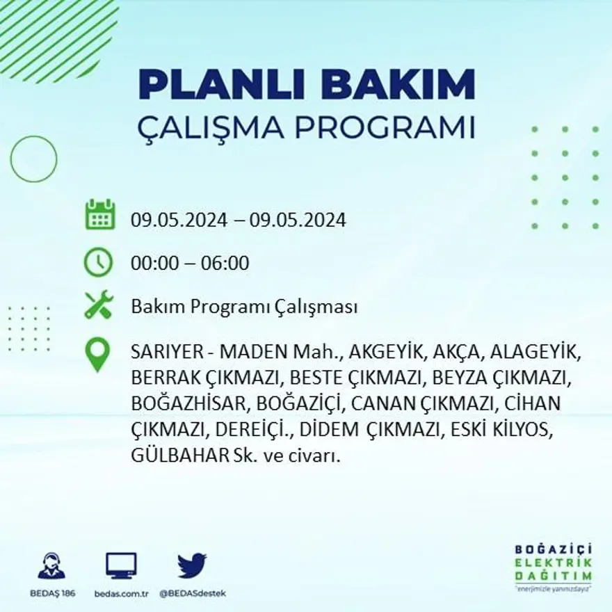 İstanbul'un 18 ilçesinde elektrik kesintisi: Elektrikler ne zaman gelecek? (9 Mayıs tarihli BEDAŞ kesinti programı) 46 İstanbul'un 18 ilçesinde elektrik kesintisi: Elektrikler ne zaman gelecek? (9 Mayıs tarihli BEDAŞ kesinti programı) 46
