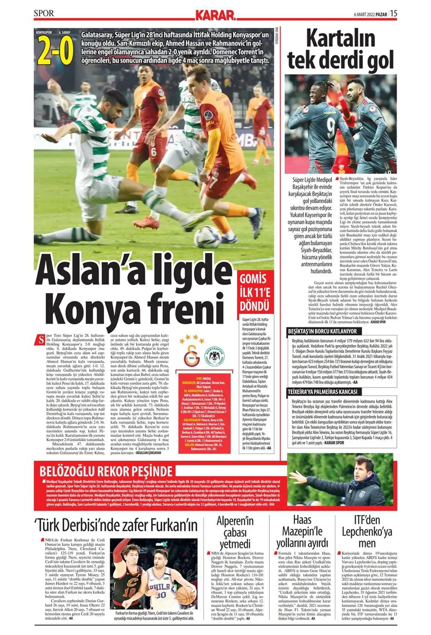 Günün spor manşetleri (6 Mart 2022) 6 Günün spor manşetleri (6 Mart 2022) 6