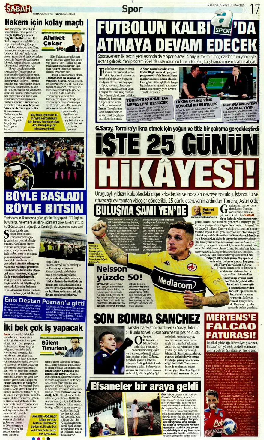 Günün spor manşetleri (6 Ağustos 2022) 11