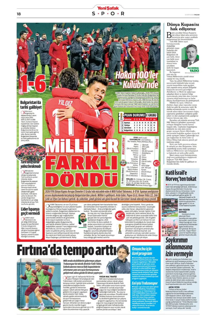 "Sofya'da tarihi zafer" (12 Ekim 2025 spor manşetleri) 29