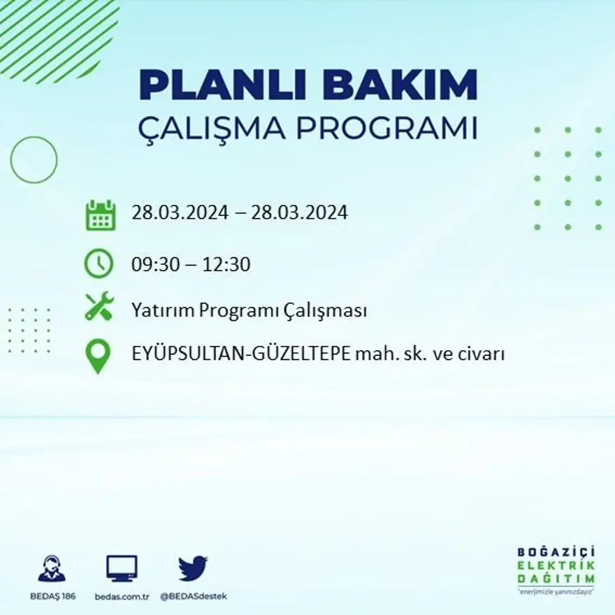İstanbul'un 19 ilçesinde elektrik kesintisi: Elektrikler ne zaman gelecek? (28 Mart tarihli BEDAŞ kesinti programı) 26