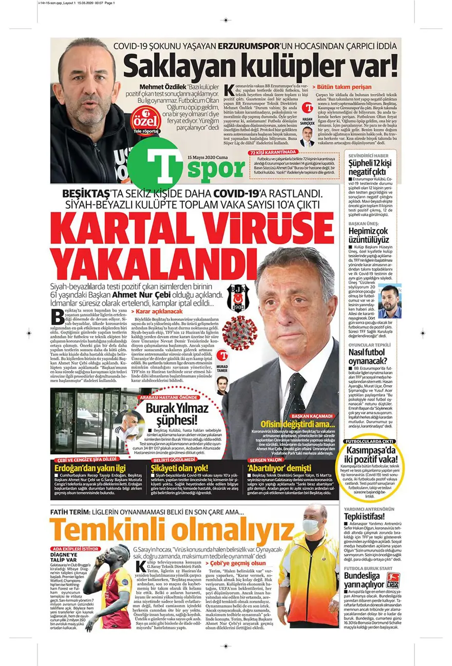Günün spor manşetleri (15 Mayıs 2020) 7