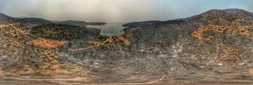 Bodrum ve Milas'ta yanan alanlar havadan görüntülendi 33 Bodrum ve Milas'ta yanan alanlar havadan görüntülendi 33