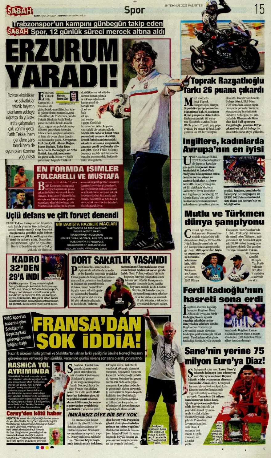 "Son dokunuşu ben yapamam" (28 Temmuz 2025 spor manşetleri) 12 "Son dokunuşu ben yapamam" (28 Temmuz 2025 spor manşetleri) 12