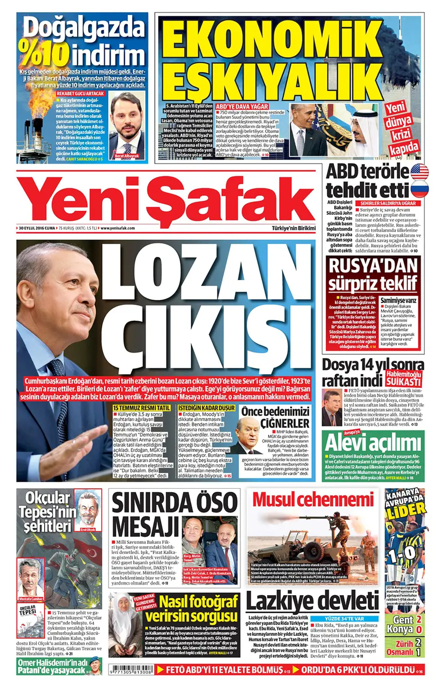 Günün gazete manşetleri - 30 Eylül 2016 17