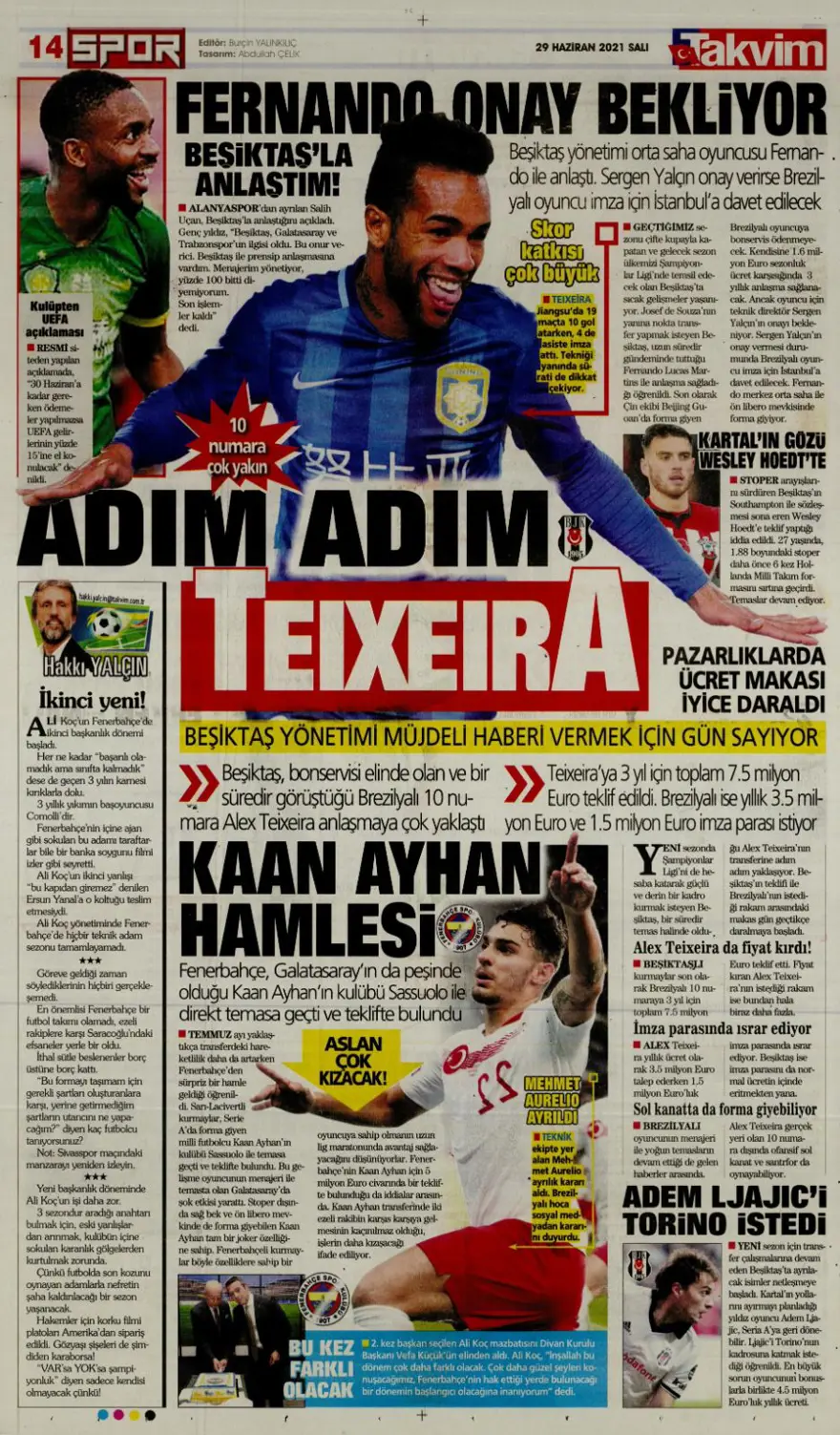 Günün spor manşetleri (29 Haziran 2021) 9
