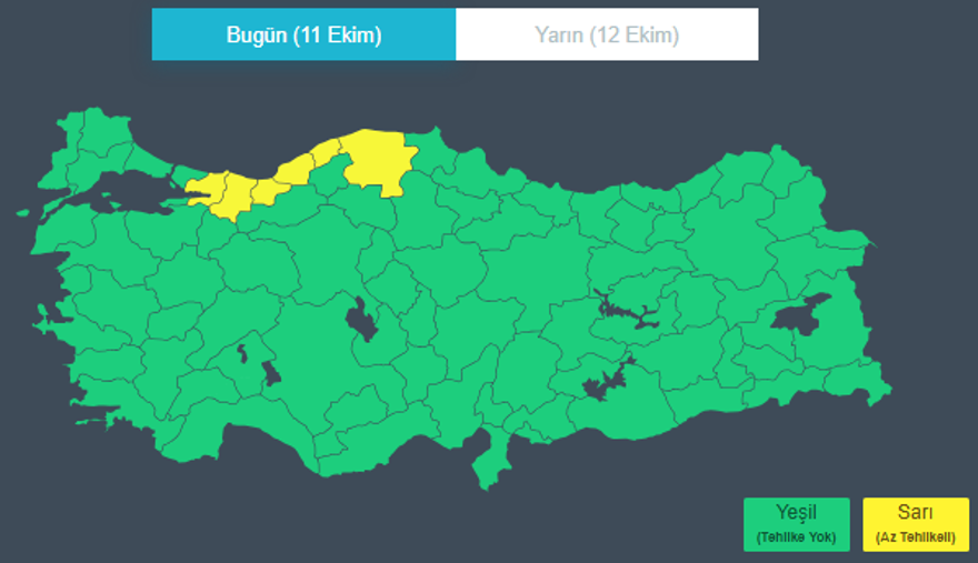 6 İL İÇİN SARI KODLU UYARI 2 6 İL İÇİN SARI KODLU UYARI 2
