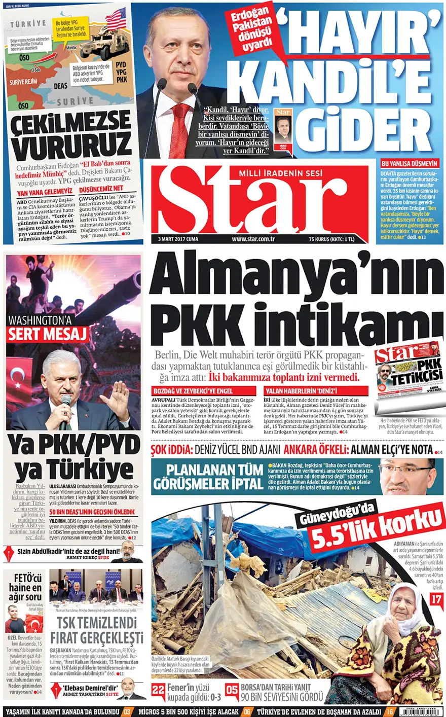Günün gazete manşetleri - 3 Mart 2017 7