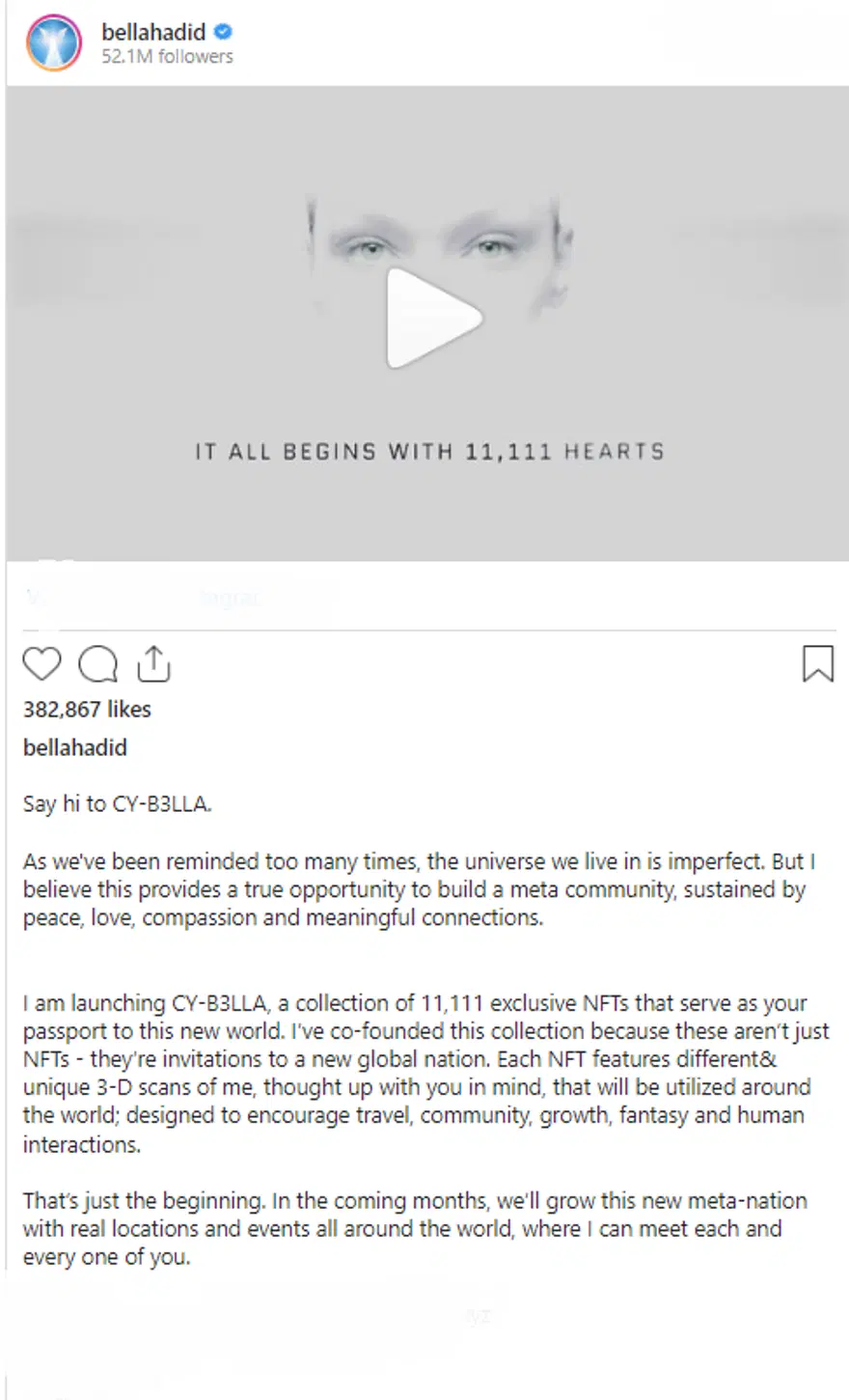 Bella Hadid ilk NFT koleksiyonunu sundu 1