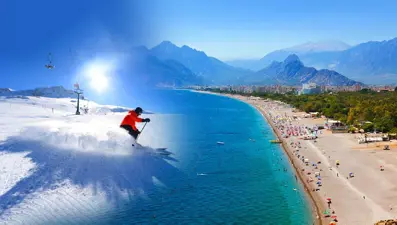 Antalya'da aynı gün iki mevsim: Yazla kış arası yarım saat