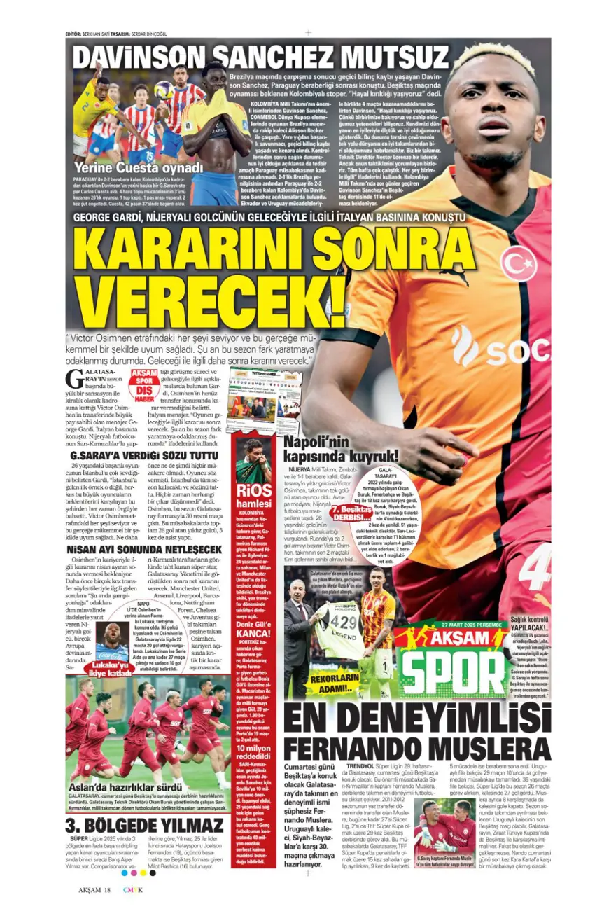 "Joao Felix Aslan'a geliyor" (27 Mart 2025 spor manşetleri) 1