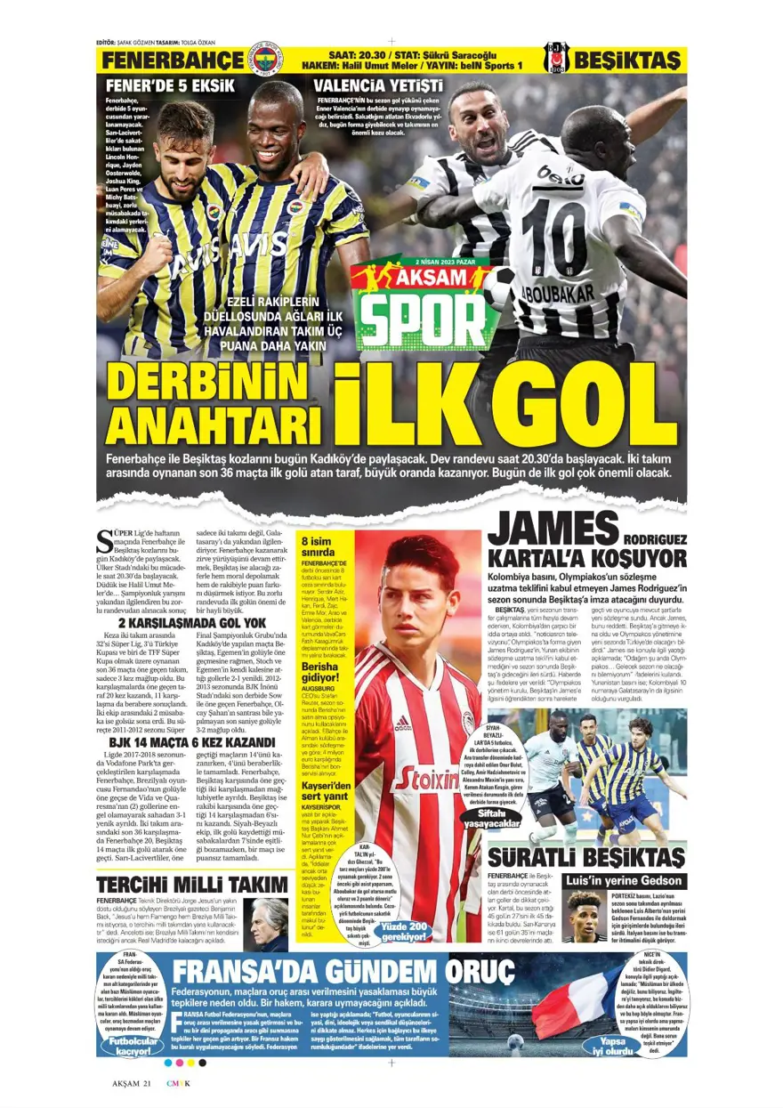 Günün spor manşetleri (2 Nisan 2023) 