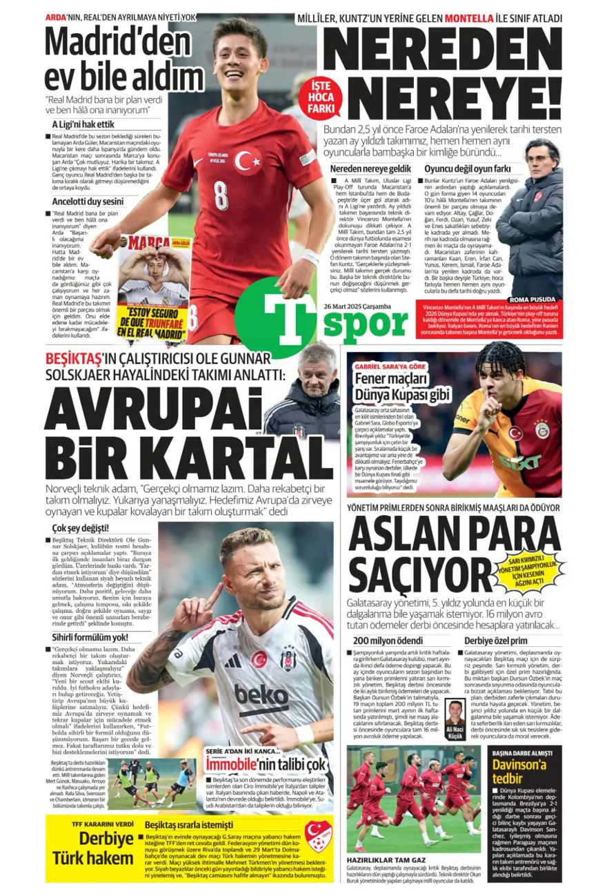 "Mourinho, Sancho'yu istedi" (26 Mart 2025 spor manşetleri) 13