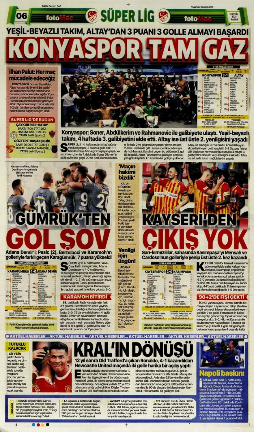 Günün spor manşetleri (12 Eylül 2021) 24 Günün spor manşetleri (12 Eylül 2021) 24
