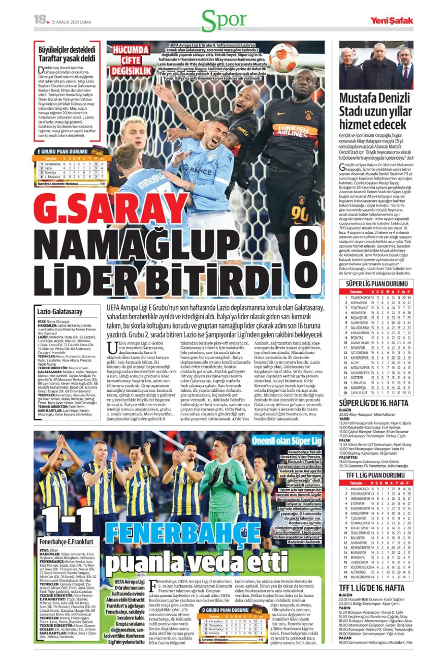 Günün spor manşetleri (10 Aralık 2021) 18